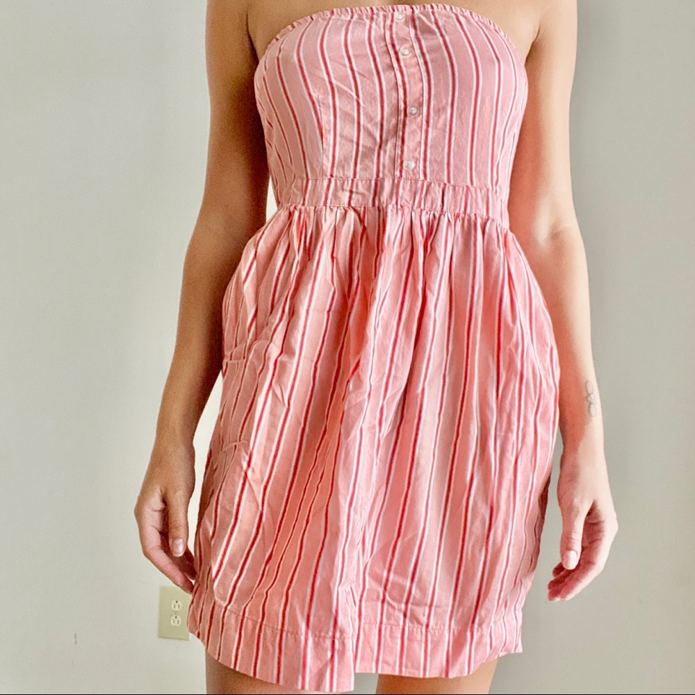 Strapless Pink Striped Dress